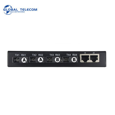 4port Fiber Media Converter, 2RJ45 Ethernet Optical Transceiver 10/100/1000M
