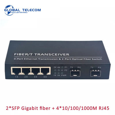 4RJ45 2SFP Fiber Media Converter, 2G4FE Gigabit Ethernet Fiber Switch